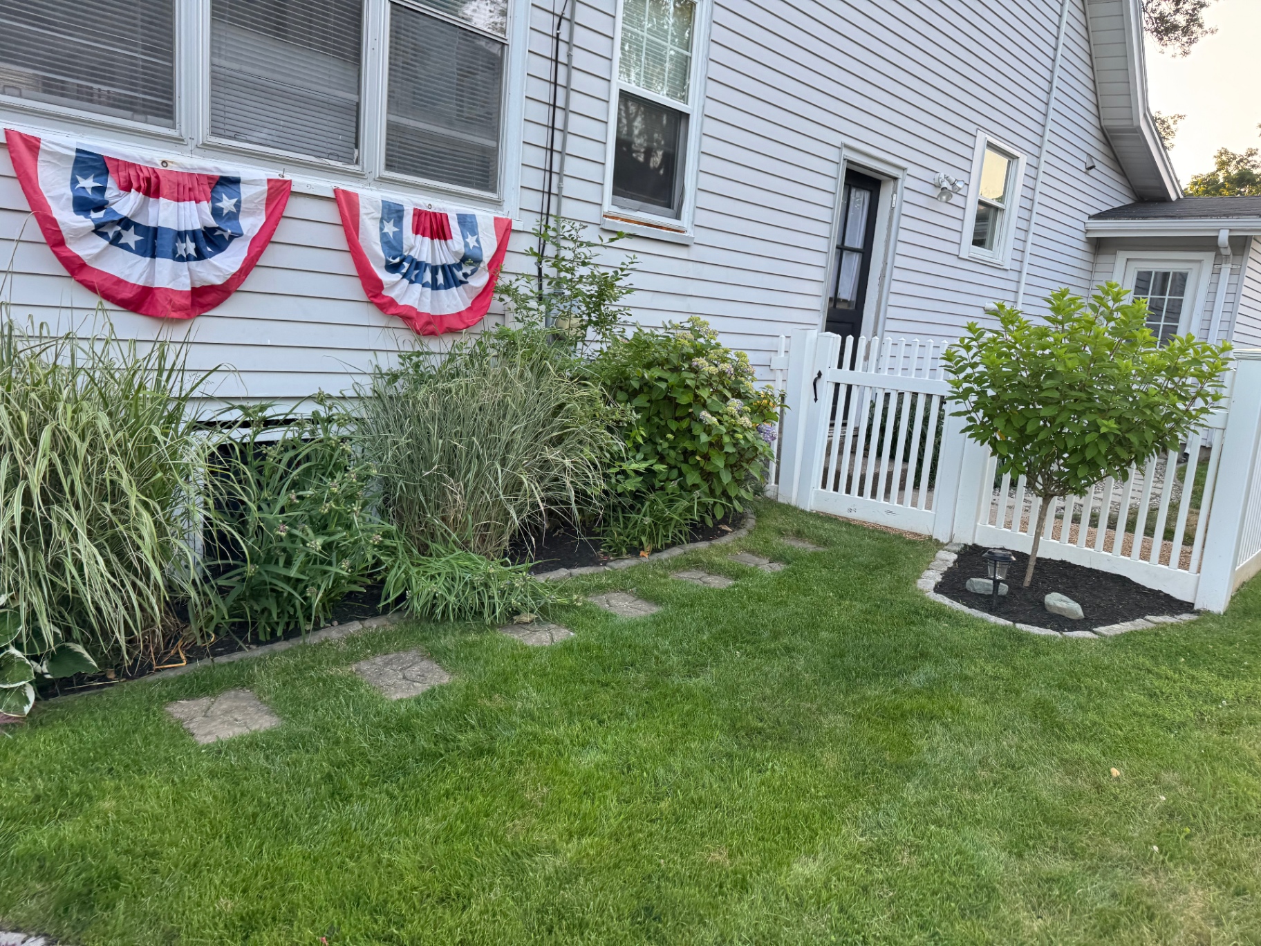 Side yard planting bed and lawn edging in Dedham